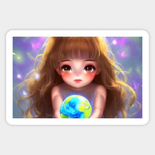 Save the earth cute girl Sticker